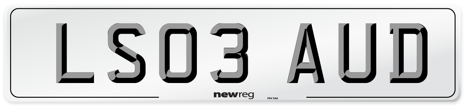 LS03 AUD Number Plate from New Reg